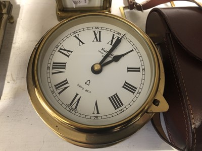 Lot 156 - Carriage clock, ships clock and a pair of binoculars