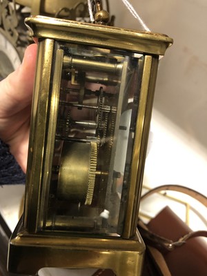 Lot 156 - Carriage clock, ships clock and a pair of binoculars