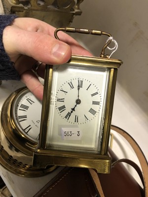 Lot 156 - Carriage clock, ships clock and a pair of binoculars