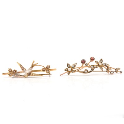 Lot 331 - Two Edwardian bar brooches.