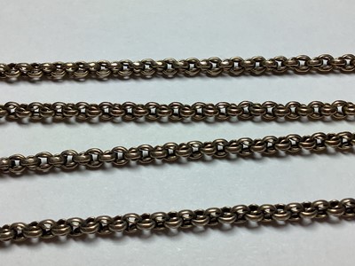 Lot 108 - A Victorian yellow metal chain in two sections.