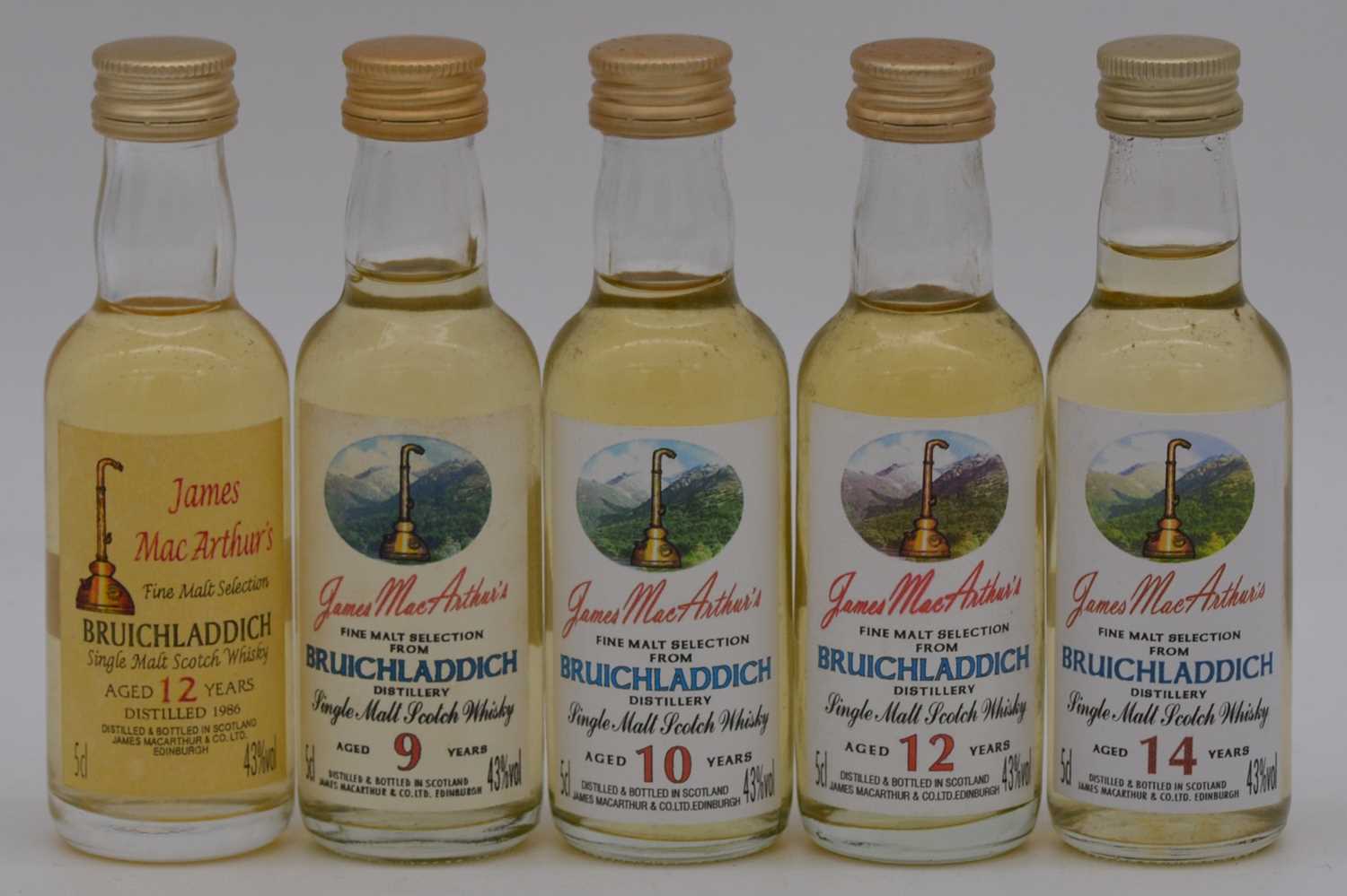 Lot 63 - James MacArthur's - Bruichladdich, single Islay malt whisky, nine bottlings