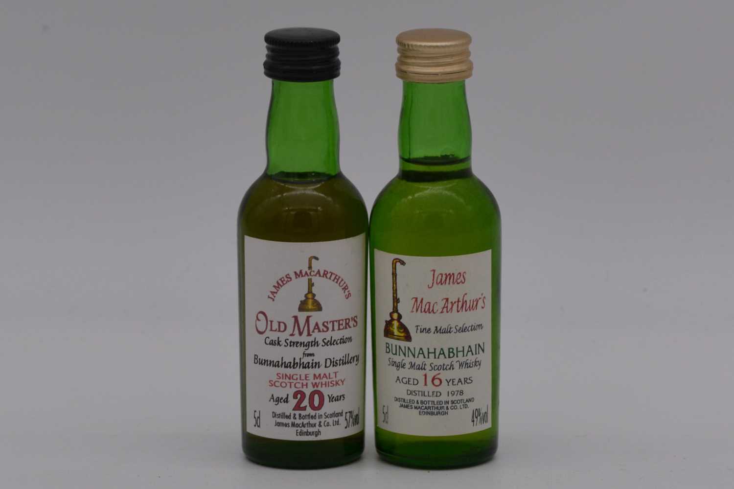 Lot 64 - James MacArthur's - Bunnahabhain, single Islay malt whisky, two bottlings