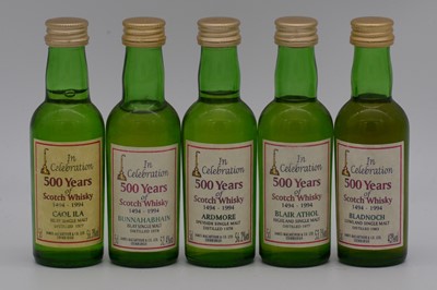Lot 39 - James MacArthur's - 500 Years of Scotch Whisky, fifteen miniature bottlings