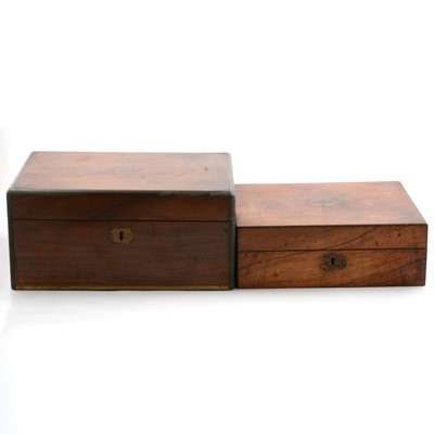 Lot 192 - A walnut writing slope with fitted interior, and another walnut box.