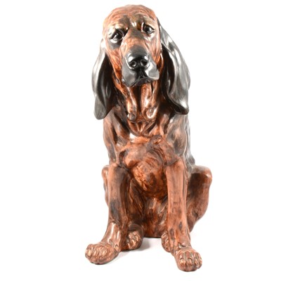 Lot 74 - A quantity of mostly Bloodhound dog figures, resign and ceramic, two boxes and a large figure.