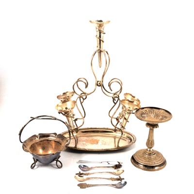 Lot 132 - Silver-plated epergne, salver, presentation salver and other wares.