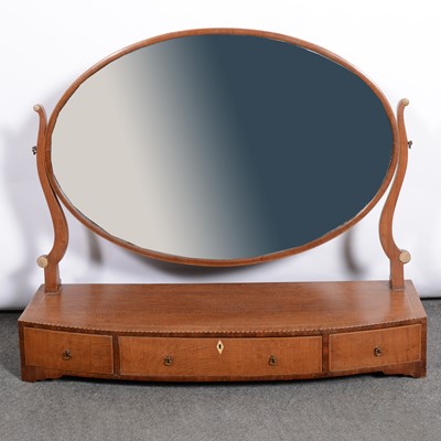 Lot 360 - George III style inlaid mahogany toilet mirror