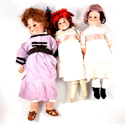 Lot 248 - Three bisque head dolls, including Julius Hering, Germany 'Viktoria'