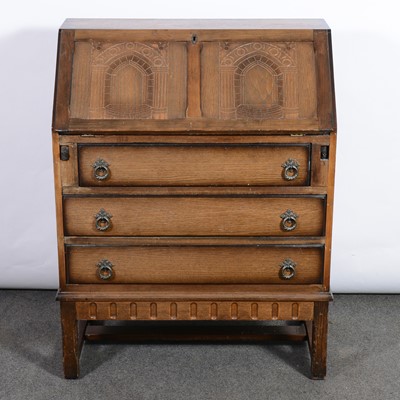 Lot 387 - Reproduction oak-ply bureau