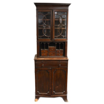 Lot 448 - George III style mahogany bookcase cabinet