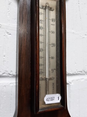 Lot 350 - Oak cased barometer and thermometer
