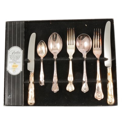 Lot 107 - A set of Butler silver-plated Kings Pattern cutlery
