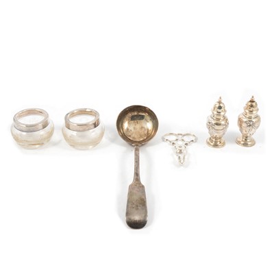 Lot 154 - Scottish silver ladle, John Murray or John Muir, Glasgow 1856, and other small silver items.