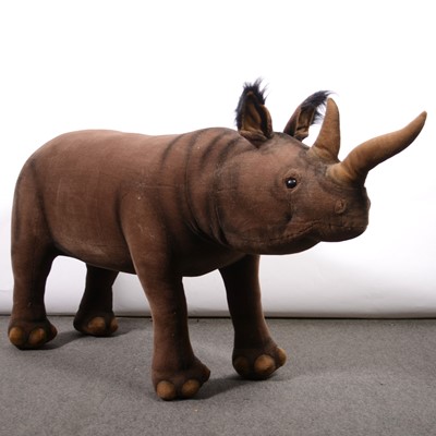 Lot 254 - A near life-size baby Rhino plush model, 134cm length.