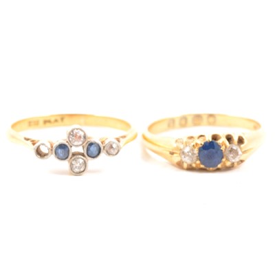 Lot 32 - Two sapphire and diamond rings.