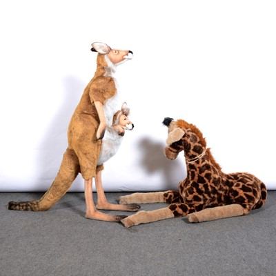 Lot 251 - Tommy Toys plush giraffe plush toy  and a Hamley's kangaroo plush model