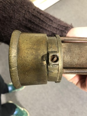 Lot 78 - Miners brass safety lamp, J Mills & Son Newcastle on Tyne