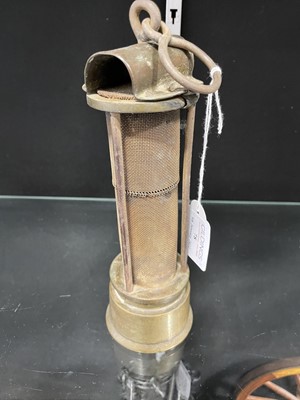 Lot 78 - Miners brass safety lamp, J Mills & Son Newcastle on Tyne