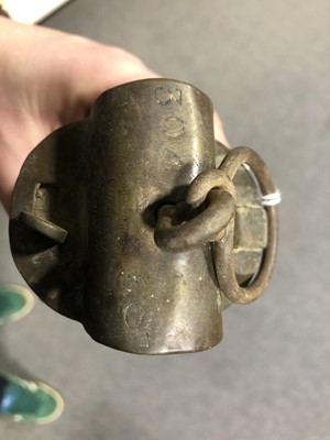 Lot 78 - Miners brass safety lamp, J Mills & Son Newcastle on Tyne