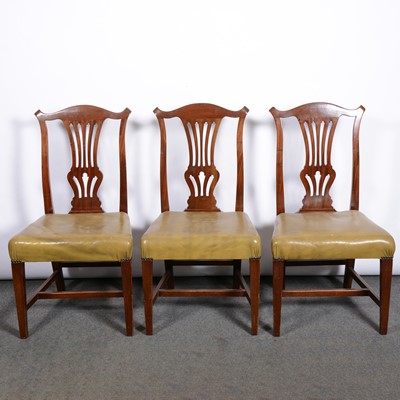 Lot 408 - Set of five George III style mahogany dining chairs