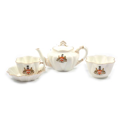 Lot 40 - Shelley crested china tea-for-two, Market Harborough town crest