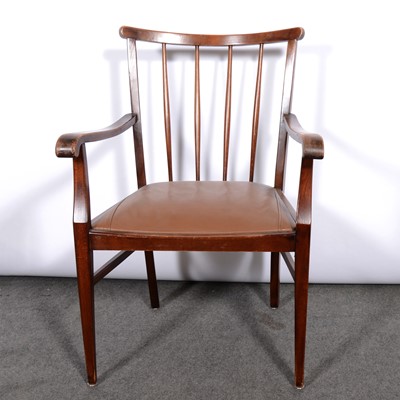 Lot 327 - Pair of mahogany dining chairs, and a spindle back armchair