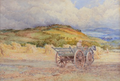 Lot 209 - F E Grone, rural landscape with hay cart.