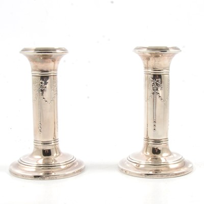 Lot 294 - A pair of silver candlesticks in the Adam style by Ellis & Co (Ellis Jacob Greenberg)