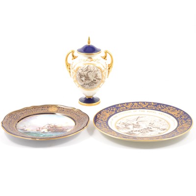 Lot 46 - Royal Worcester 'Royal National Lifeboat Institution 1824-1974' commemorative urn, and plates.