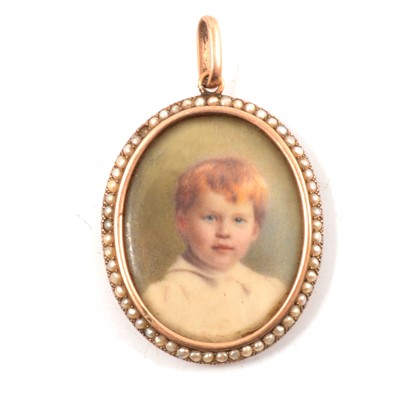 Lot 140 - A portrait miniature of a child known to be Richard Barrett Talbot Kelly MBE RI