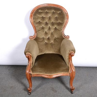 Lot 431 - A Victorian walnut framed nursing chair