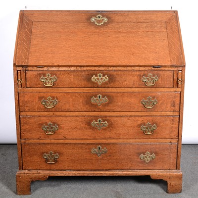 Lot 376 - George III oak bureau