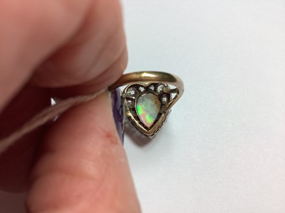 Lot 40 - An opal and diamond dress ring and coronet from a brooch.