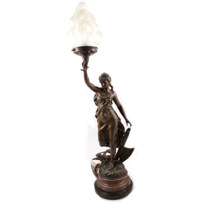 Lot 416 - French spelter table lamp