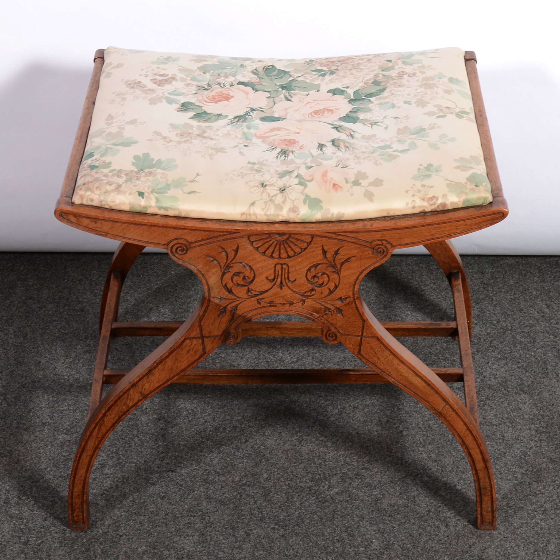 Lot 355 Edwardian mahogany dressing table stool