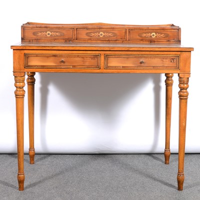 Lot 386 - Reproduction yew wood writing table