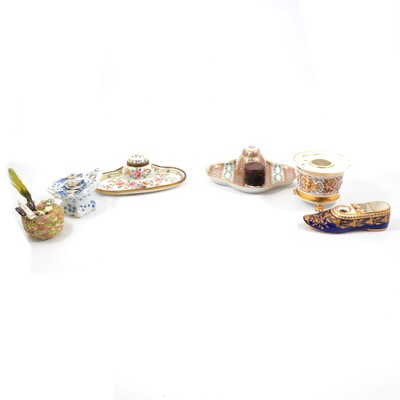 Lot 7 - A collection of inkwells and desk stands