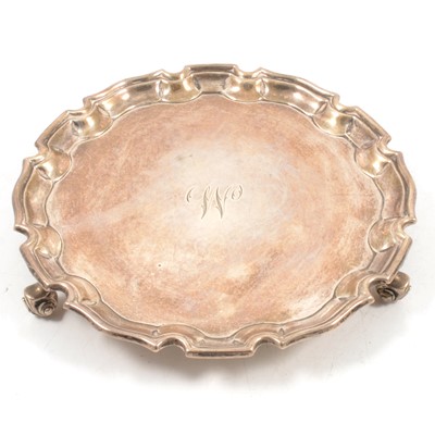 Lot 181 - Small silver salver, S Blanckensee & Son Ltd, Chester 1938.