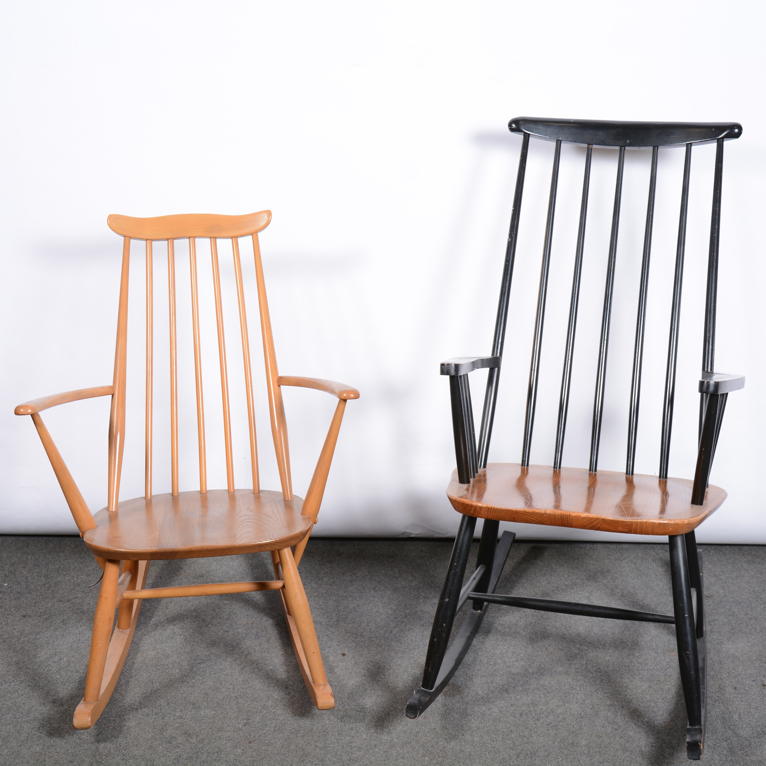 Lot 417 Ercol kitchen table, stick back chair two