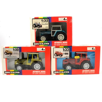 Lot 258 - Britains Farm toys, three tractors including ref 9503 Same 170 turbo etc