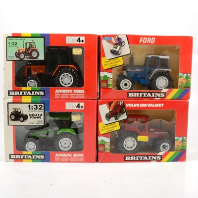 Lot 241 - Britains Farm toys, four tractors including ref 9496 Deutz DX 4.57 etc