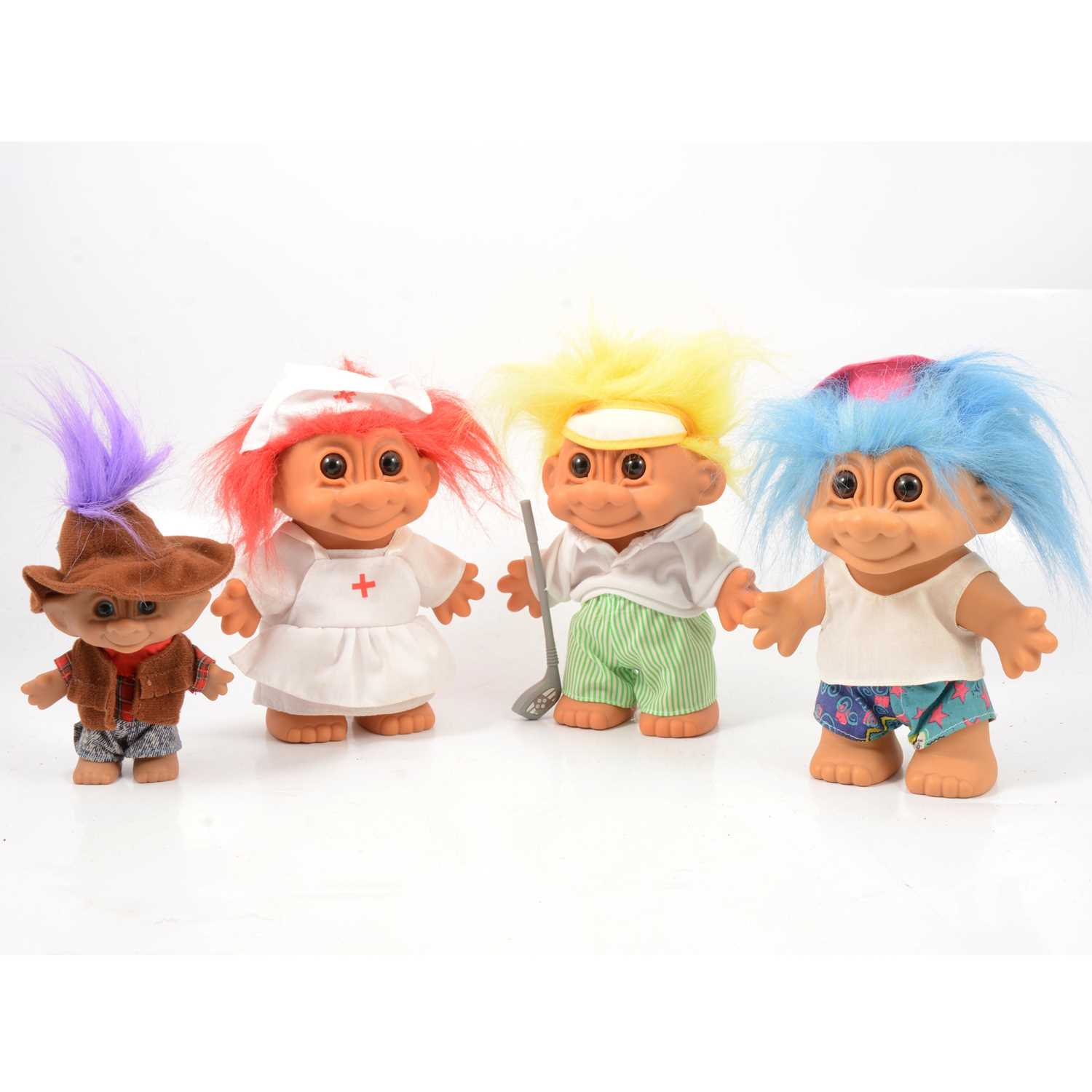 Lot 219 - Four vintage Troll toys, c1980s.