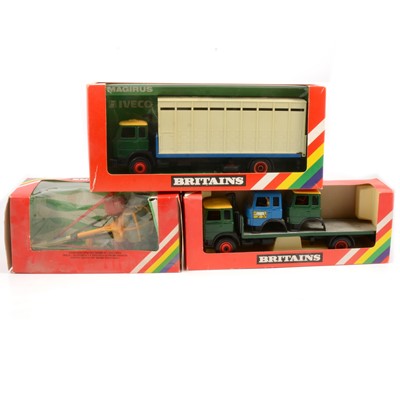 Lot 251 - Britains Farm toys, five including ref 9580 animal transporter etc