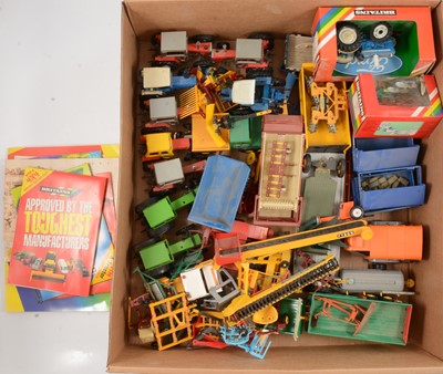 Lot 233 - Britains Farm toys, one box of loose tractors and attachments.