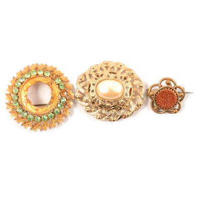 Lot 248 - Jewel box with over forty costume jewellery brooches and collection of earrings.