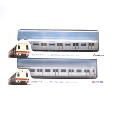 Lot 367 - 80M model HO gauge model railways, two MTR passenger trains (1979-2001), both boxed.