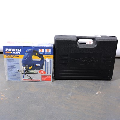 Lot 281 - Powercraft jigsaw and a Powerdevil 14 volt cordless drill with charger and accessories.