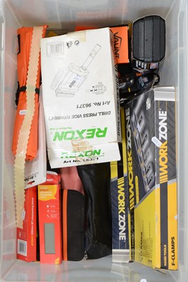Lot 253 - A Workzone five piece clamp set, various files, wrenches, etc.
