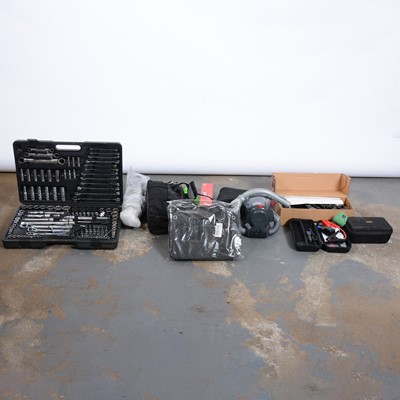 Lot 287 - Various car tools and accessories including a socket set and a starter kit.